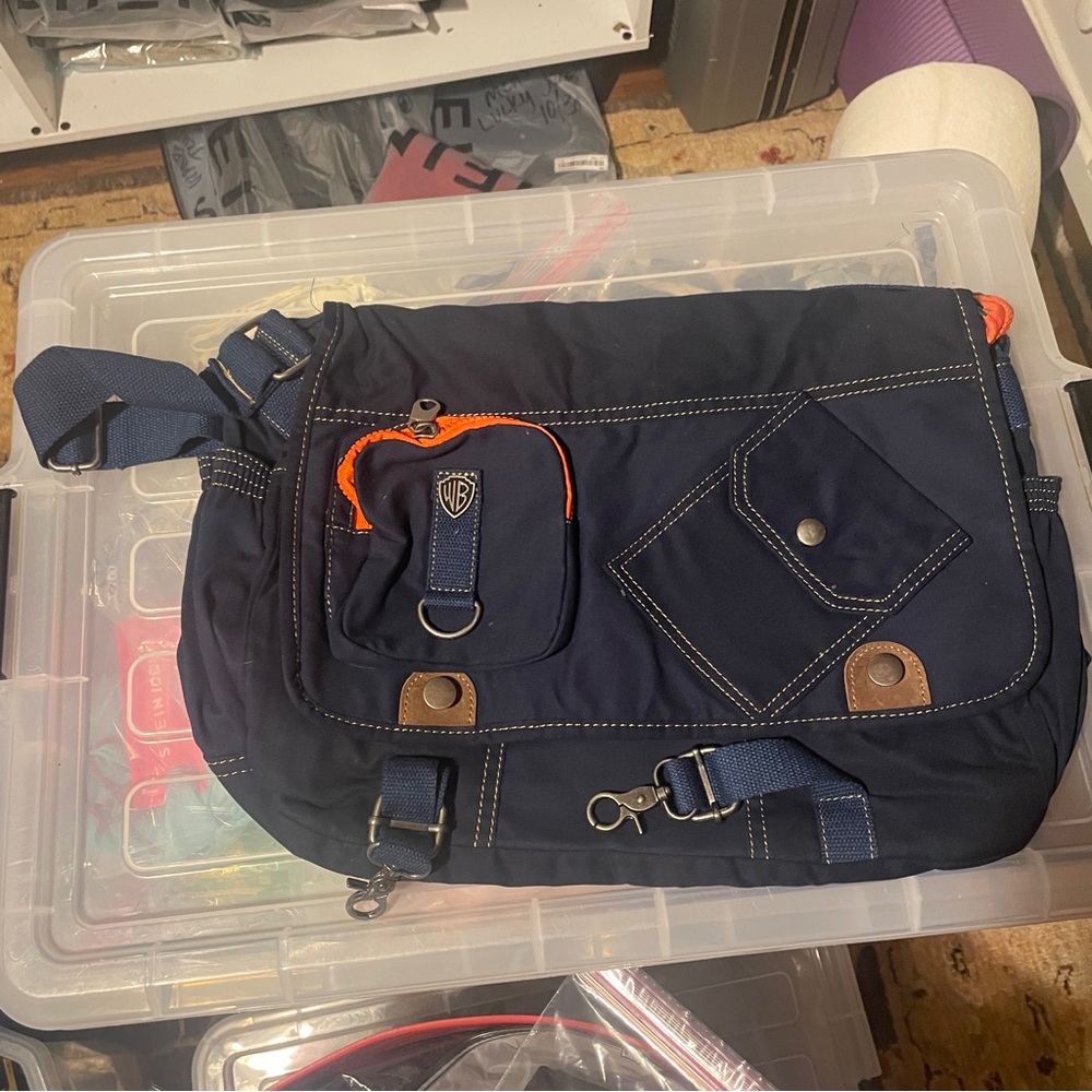 New Warner Brothers Navy Blue Messenger Bag